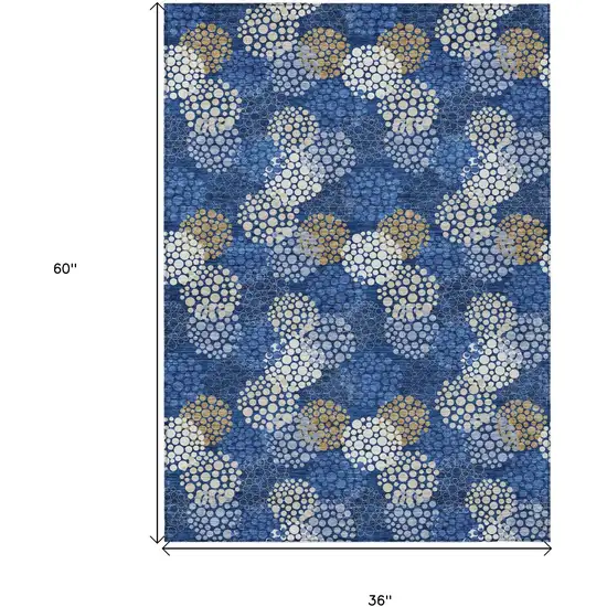 Navy Blue Brown And Ivory Polka Dot Washable Indoor Outdoor Area Rug Photo 3