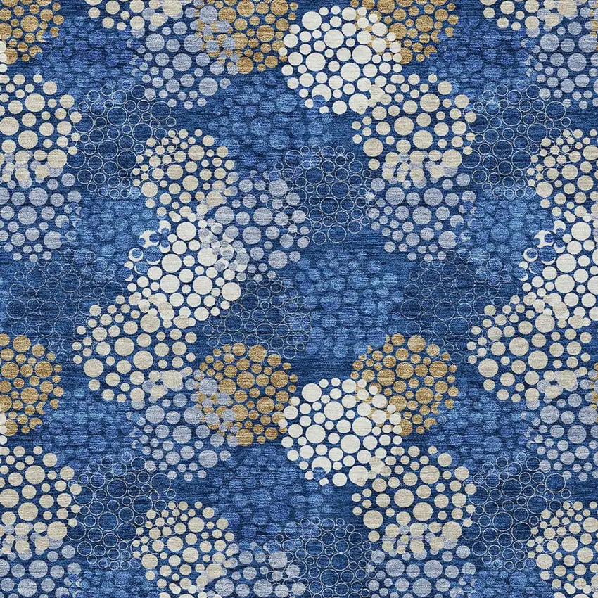 Navy Blue Brown And Ivory Polka Dot Washable Indoor Outdoor Area Rug Photo 6