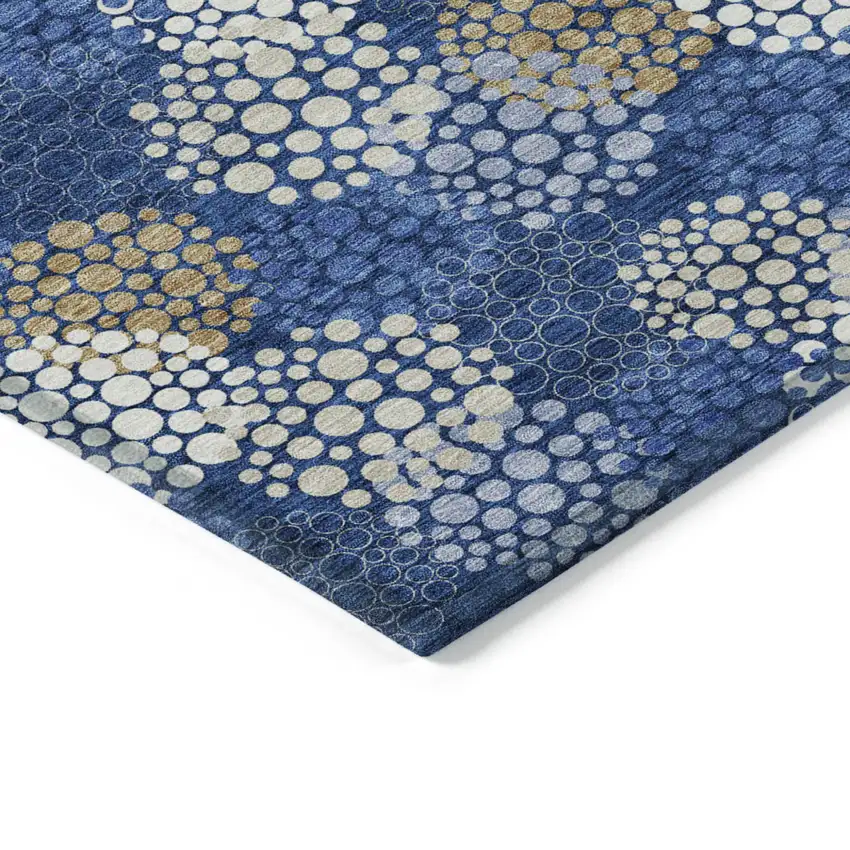 Navy Blue Brown And Ivory Polka Dot Washable Indoor Outdoor Area Rug Photo 5