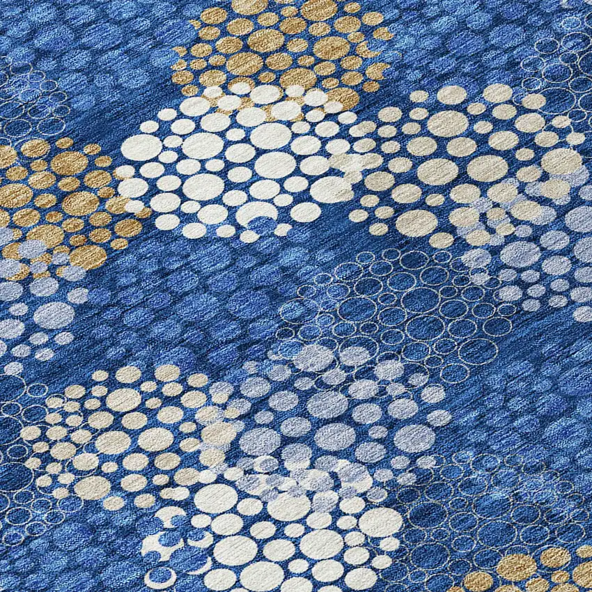 Navy Blue Brown And Ivory Polka Dot Washable Indoor Outdoor Area Rug Photo 7