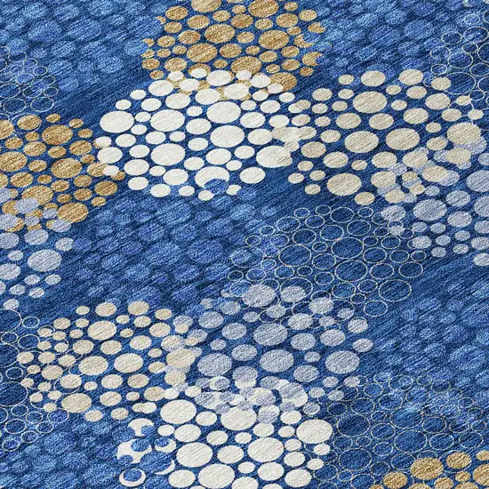 Navy Blue Brown And Ivory Polka Dot Washable Indoor Outdoor Area Rug Photo 6