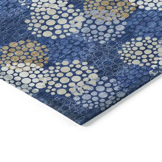 Navy Blue Brown And Ivory Polka Dot Washable Indoor Outdoor Area Rug Photo 5