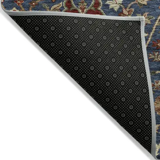 Navy Blue Brown And Red Floral Washable Indoor Outdoor Area Rug Photo 3