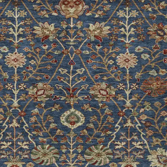Navy Blue Brown And Red Floral Washable Indoor Outdoor Area Rug Photo 6