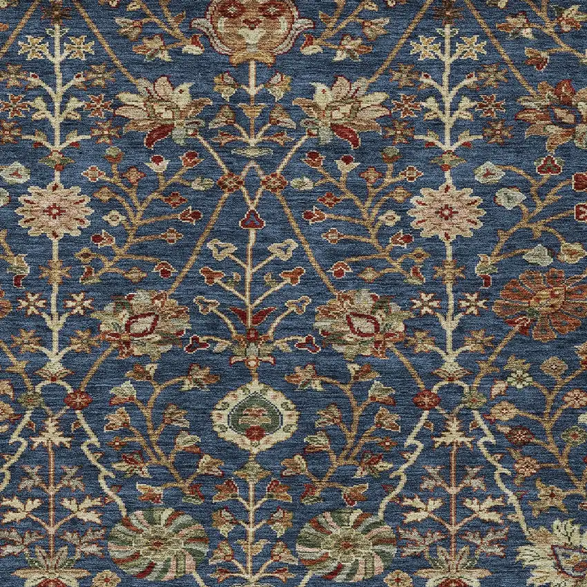 Navy Blue Brown And Red Floral Washable Indoor Outdoor Area Rug Photo 6
