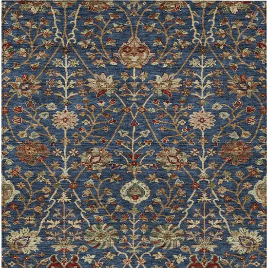 Navy Blue Brown And Red Floral Washable Indoor Outdoor Area Rug Photo 7