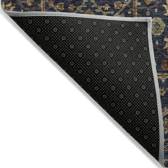 Navy Blue Brown And Red Floral Washable Indoor Outdoor Area Rug Photo 3