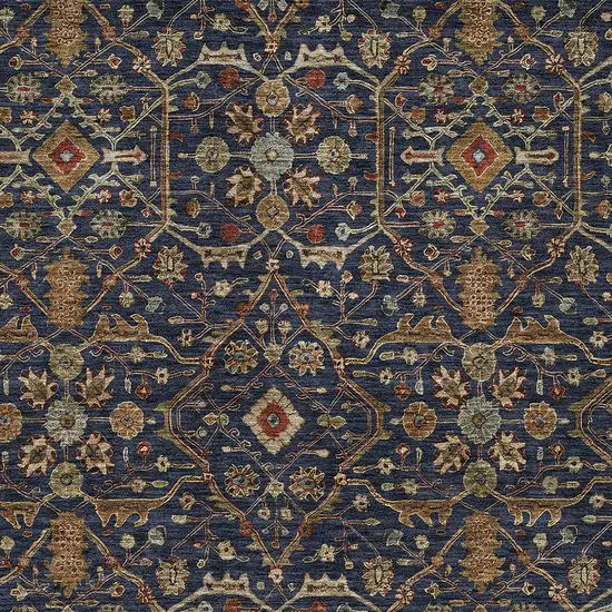 Navy Blue Brown And Red Floral Washable Indoor Outdoor Area Rug Photo 6