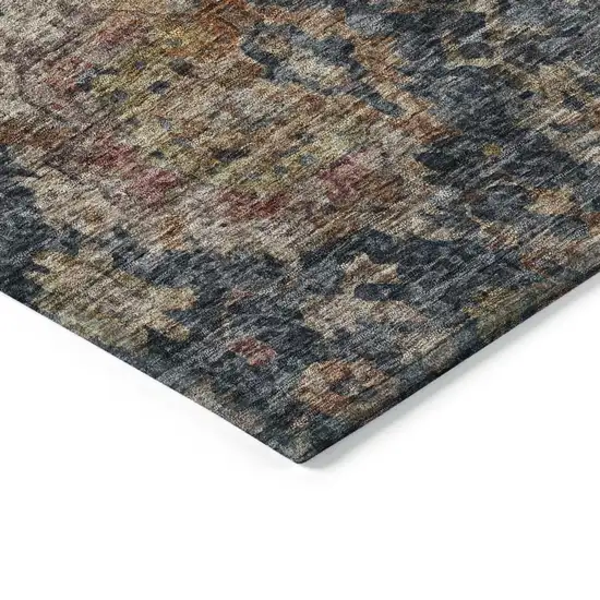 Navy Blue Brown And Terra Cotta Damask Washable Indoor Outdoor Area Rug Photo 4