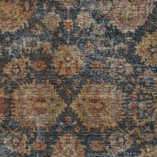 Navy Blue Brown And Terra Cotta Damask Washable Indoor Outdoor Area Rug Photo 5