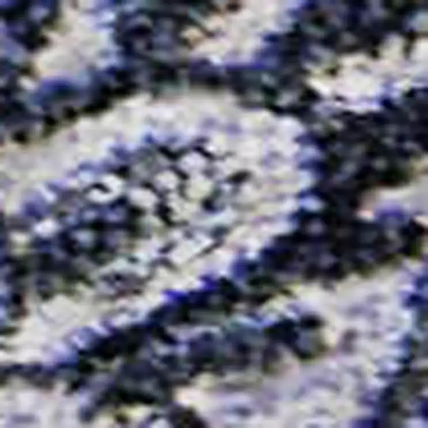 Navy Blue Charcoal And Gray Paisley Washable Area Rug With UV Protection Photo 2