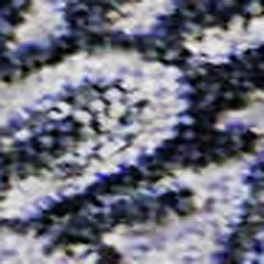 Navy Blue Charcoal And Gray Paisley Washable Area Rug With UV Protection Photo 2