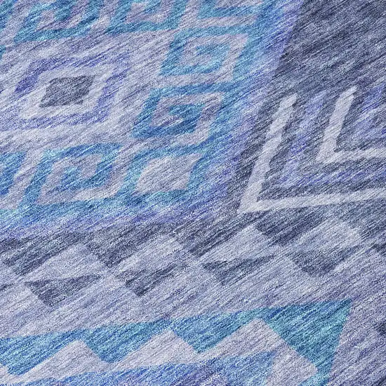 Navy Blue Charcoal And Gray Southwestern Washable Indoor Outdoor Area Rug Photo 6