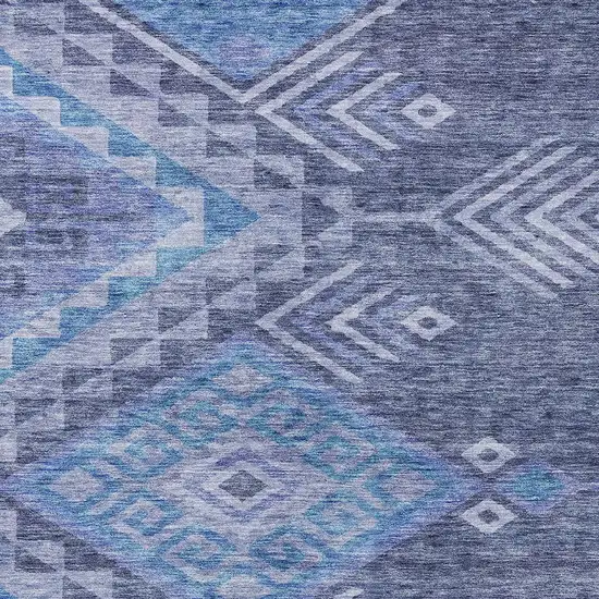 Navy Blue Charcoal And Gray Southwestern Washable Indoor Outdoor Area Rug Photo 4