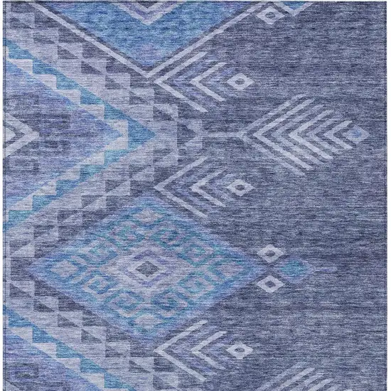 Navy Blue Charcoal And Gray Southwestern Washable Indoor Outdoor Area Rug Photo 5