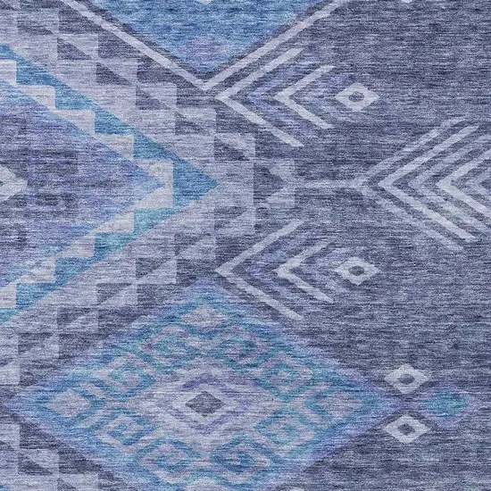 Navy Blue Charcoal And Gray Southwestern Washable Indoor Outdoor Area Rug Photo 4