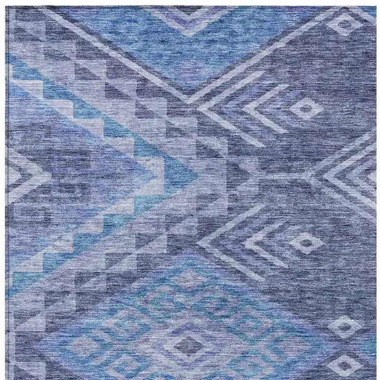 Navy Blue Charcoal And Gray Southwestern Washable Indoor Outdoor Area Rug Photo 5
