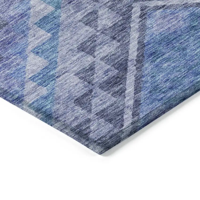 Navy Blue Charcoal And Gray Southwestern Washable Indoor Outdoor Area Rug Photo 4