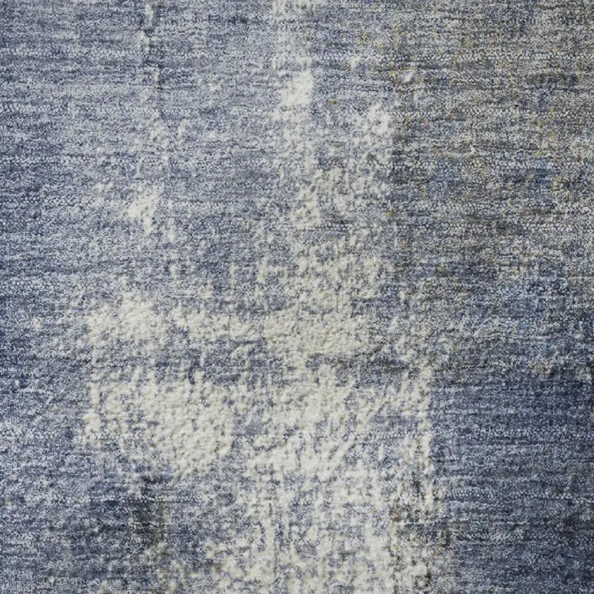 Navy Blue Charcoal And Ivory Abstract Washable Area Rug With UV Protection Photo 1