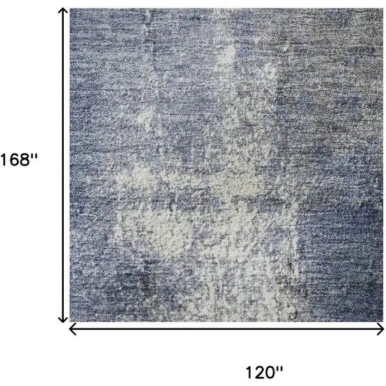 Navy Blue Charcoal And Ivory Abstract Washable Area Rug With UV Protection Photo 9