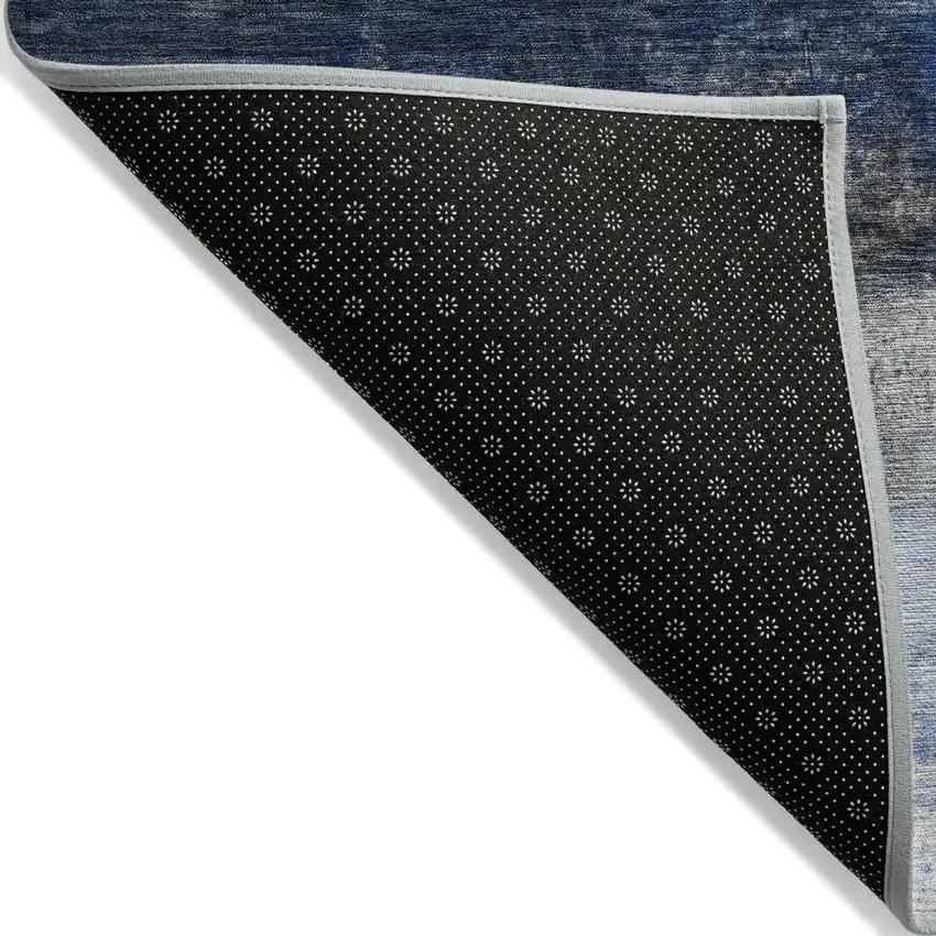 Navy Blue Charcoal And Ivory Abstract Washable Indoor Outdoor Area Rug Photo 8
