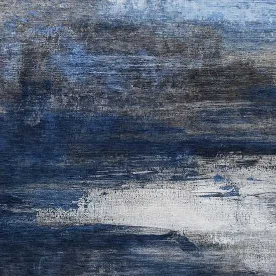 Navy Blue Charcoal And Ivory Abstract Washable Indoor Outdoor Area Rug Photo 3