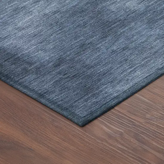 Navy Blue Charcoal And Sky Blue Abstract Washable Indoor Outdoor Area Rug Photo 5
