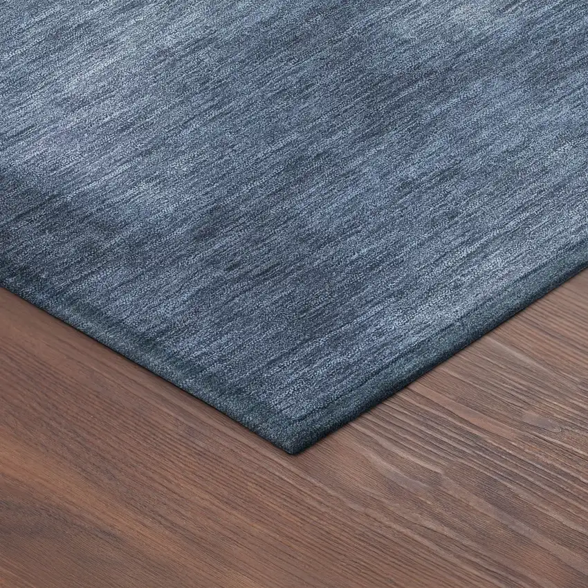 Navy Blue Charcoal And Sky Blue Abstract Washable Indoor Outdoor Area Rug Photo 5