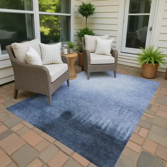 Navy Blue Charcoal And Sky Blue Abstract Washable Indoor Outdoor Area Rug Photo 3