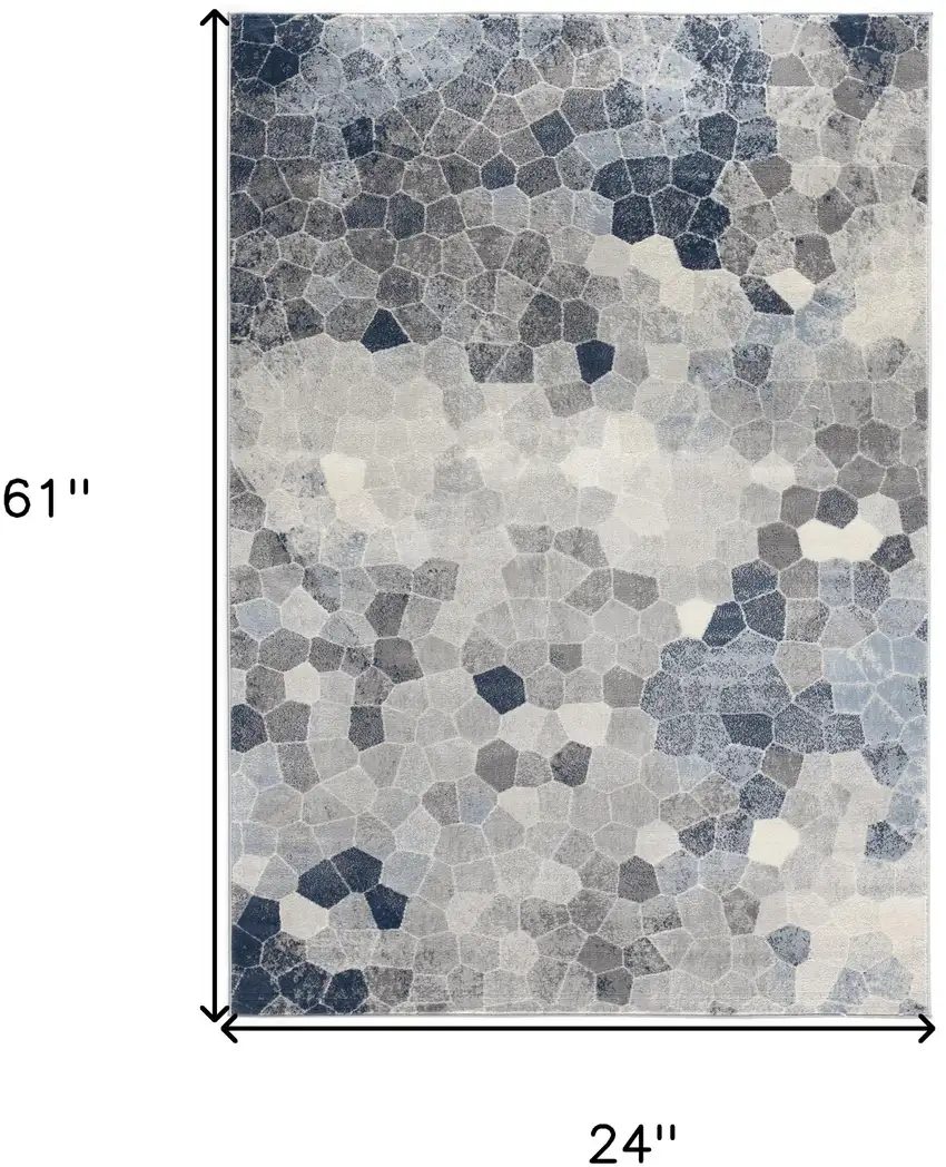 Navy Blue Cobblestone Pattern Area Rug Photo 3