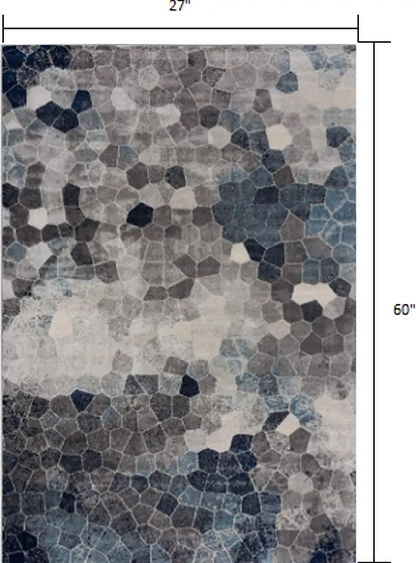 Navy Blue Cobblestone Pattern Area Rug Photo 3