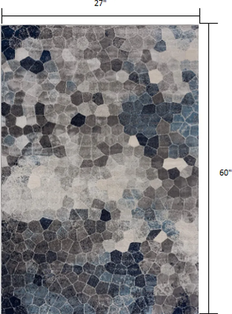 Navy Blue Cobblestone Pattern Area Rug Photo 2