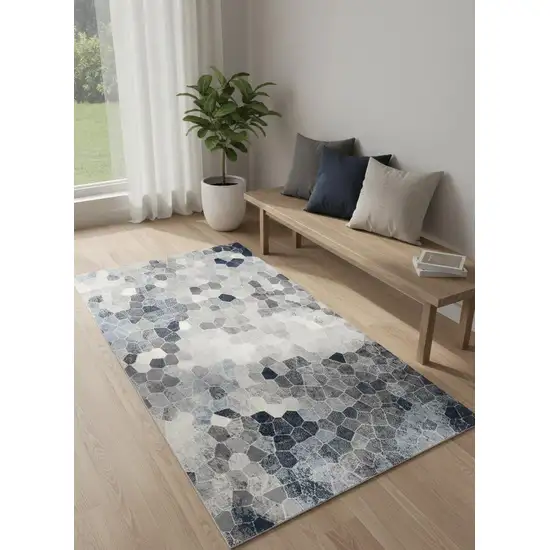 Navy Blue Cobblestone Pattern Area Rug Photo 1