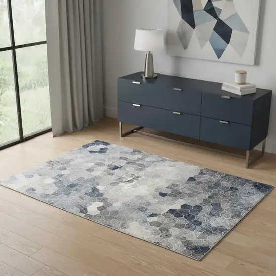 Navy Blue Cobblestone Pattern Area Rug Photo 1