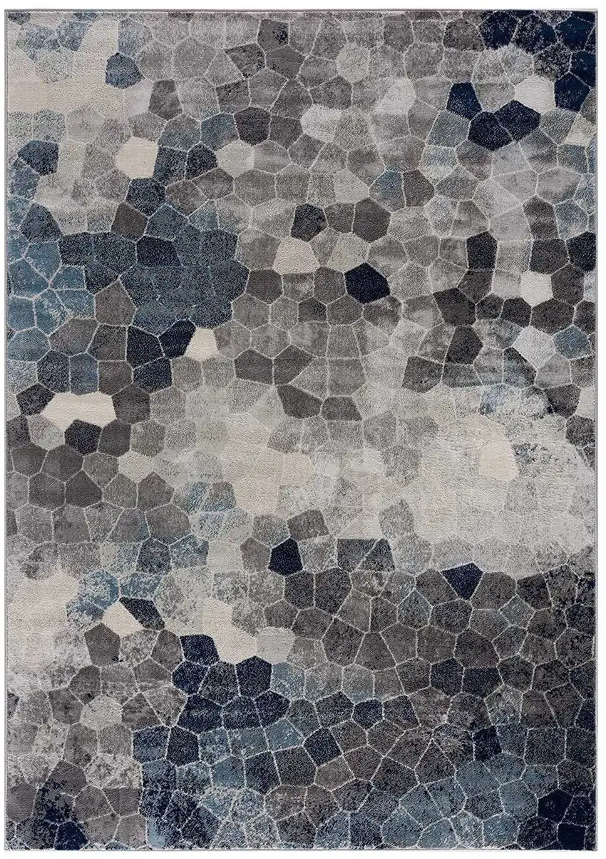 Navy Blue Cobblestone Pattern Area Rug Photo 3