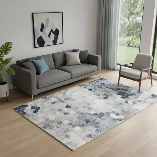 Navy Blue Cobblestone Pattern Area Rug Photo 1