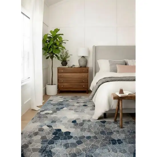 Navy Blue Cobblestone Pattern Area Rug Photo 3