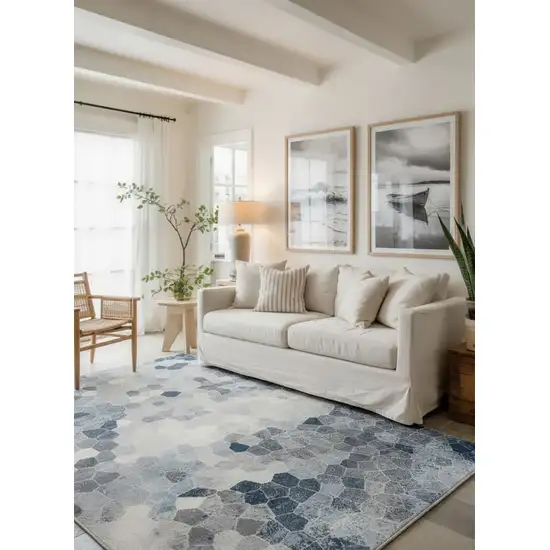 Navy Blue Cobblestone Pattern Area Rug Photo 4