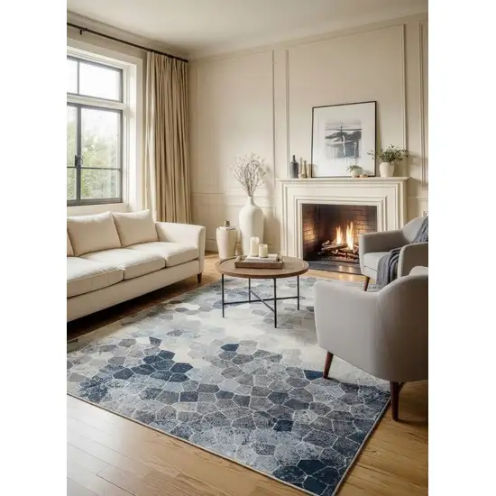 Navy Blue Cobblestone Pattern Area Rug Photo 3
