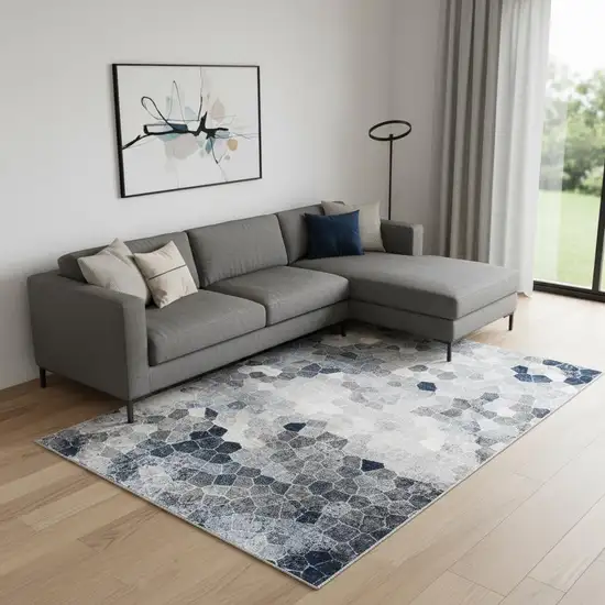 Navy Blue Cobblestone Pattern Area Rug Photo 1