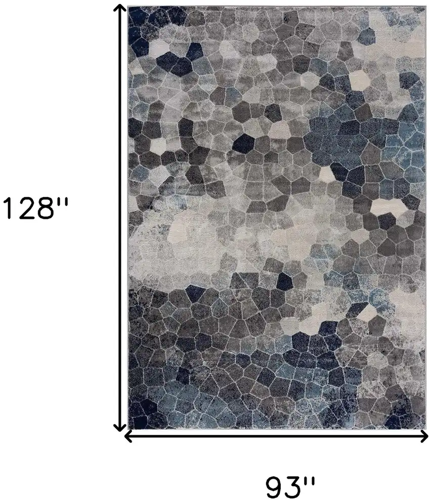 Navy Blue Cobblestone Pattern Area Rug Photo 7