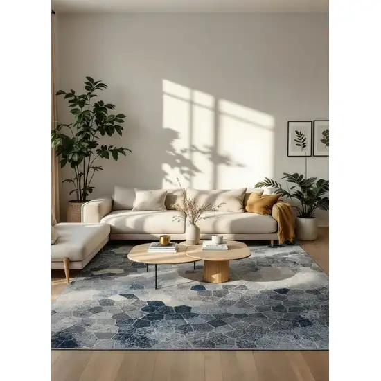 Navy Blue Cobblestone Pattern Area Rug Photo 2