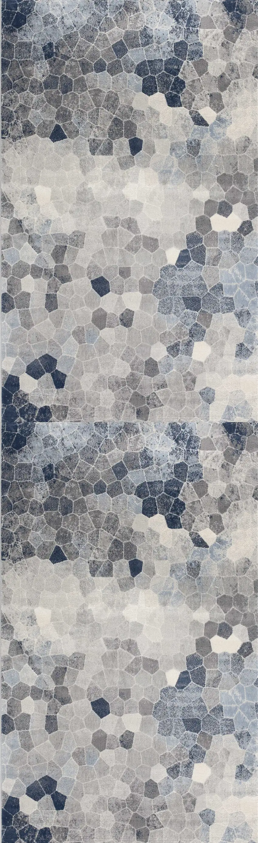Navy Blue Cobblestone Pattern Runner Rug Photo 4