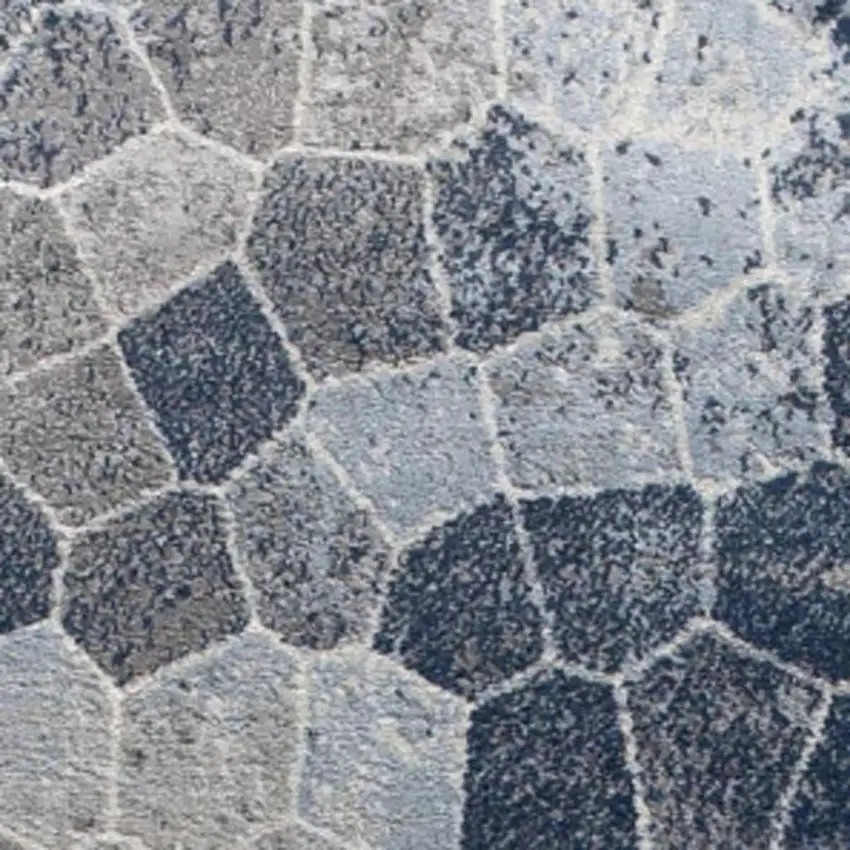 2' X 20' Navy Blue Cobblestone Pattern Runner Rug Photo 4