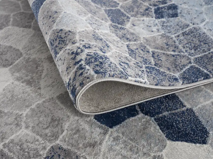 Navy Blue Cobblestone Pattern Scatter Rug Photo 11