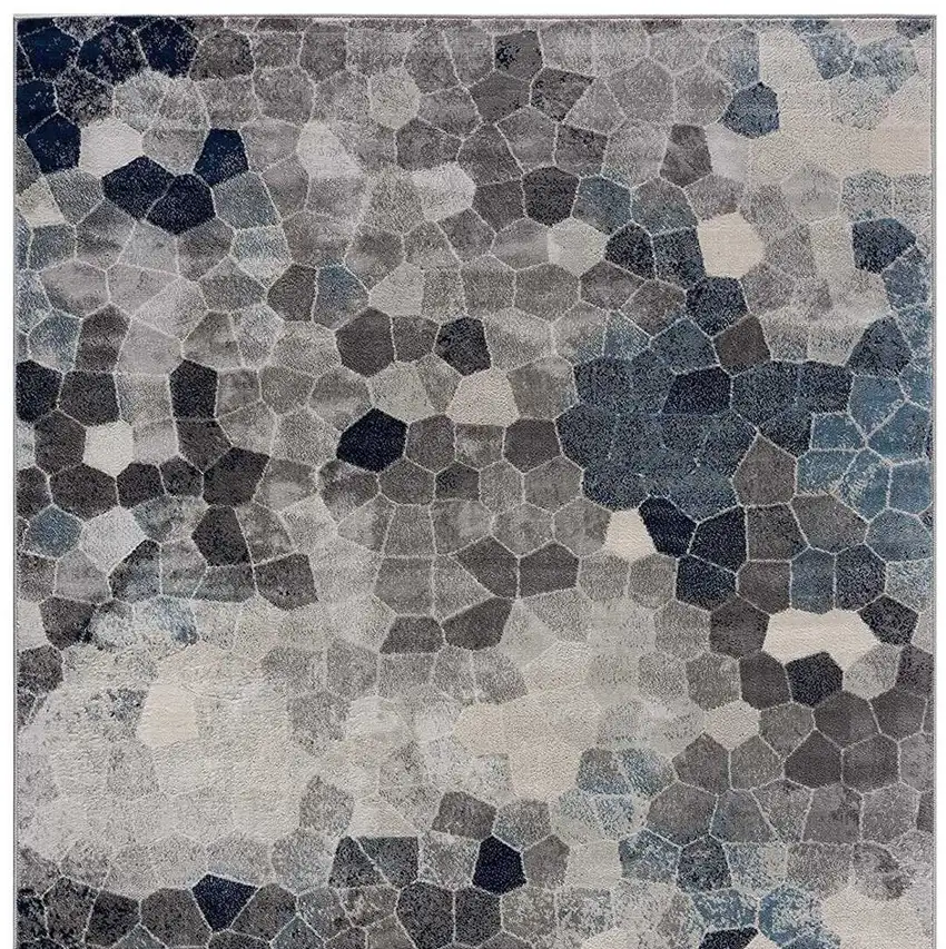 Navy Blue Cobblestone Pattern Scatter Rug Photo 6