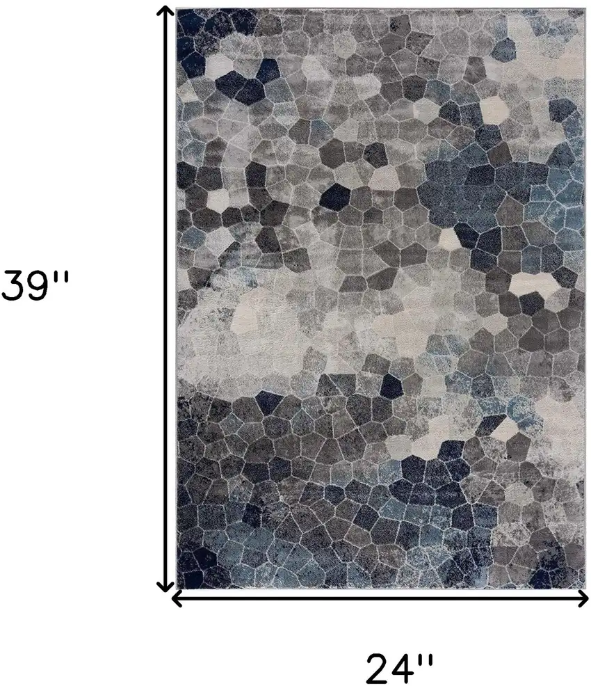 Navy Blue Cobblestone Pattern Scatter Rug Photo 3