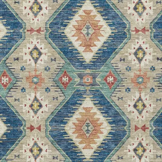 Navy Blue Copper And Ivory Moroccan Washable Indoor Outdoor Area Rug Photo 5