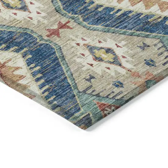 Navy Blue Copper And Ivory Moroccan Washable Indoor Outdoor Area Rug Photo 4