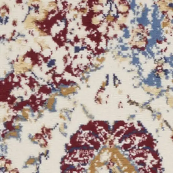 Navy Blue Damask Power Loom Distressed Area Rug Photo 1